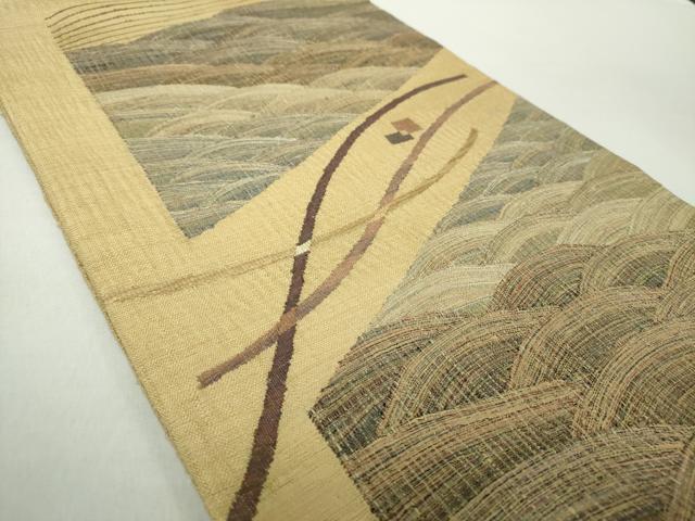 平和屋着物▽太鼓柄袋帯 スリーシーズン帯 春 夏 秋 すくい織 流水文 金糸 やまと誂製 正絹 逸品 DAAZ0046ps