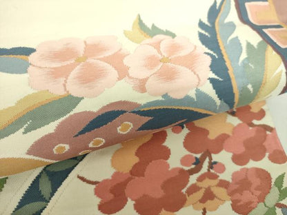 平和屋着物●六通柄袋帯　鴛鴦花文　正絹　逸品　DAAZ0052ps