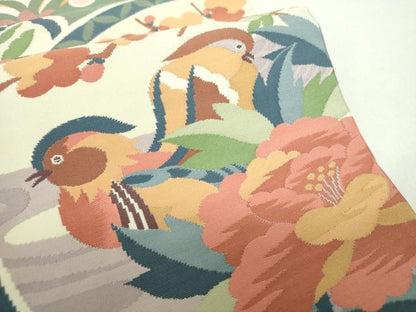 平和屋着物●六通柄袋帯　鴛鴦花文　正絹　逸品　DAAZ0052ps