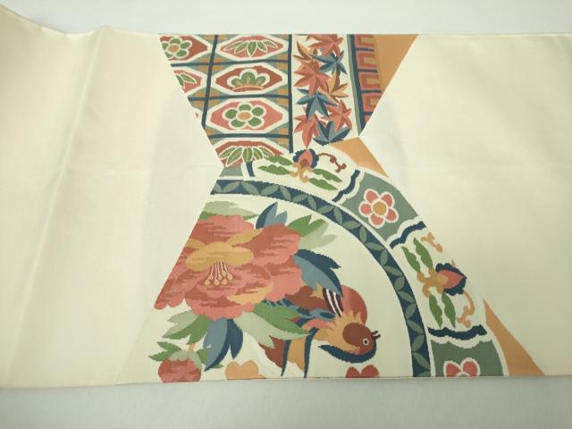 平和屋着物●六通柄袋帯　鴛鴦花文　正絹　逸品　DAAZ0052ps