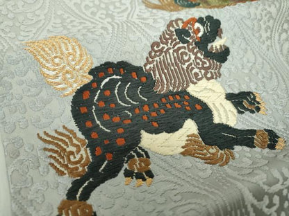 平和屋着物●六通柄袋帯 唐織 唐獅子 立涌 金銀糸 正絹 逸品 DAAZ0062ps