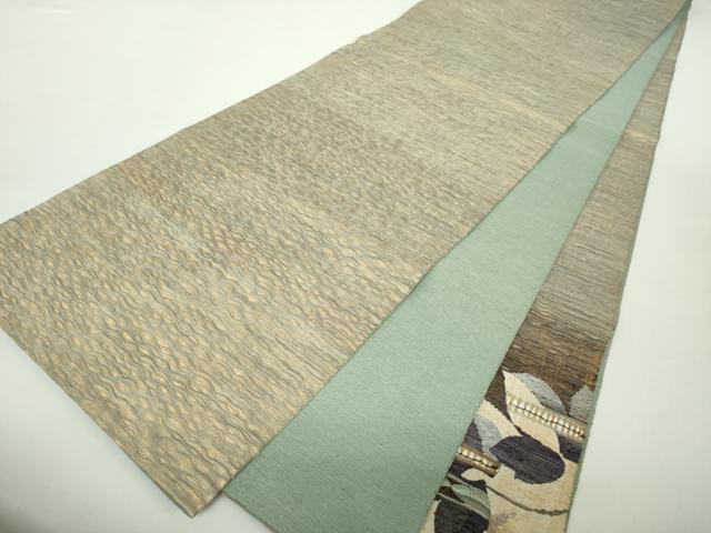 平和屋着物▽太鼓柄袋帯 スリーシーズン帯 春 夏 秋 すくい織 もじり織 蔦の葉瓢箪 金糸 正絹 逸品 DAAZ0076ps