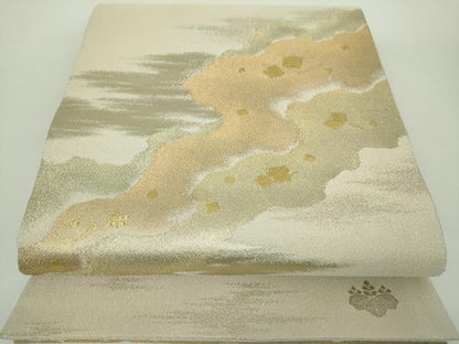 平和屋着物●綴れ　太鼓柄袋帯　霞文　金糸　正絹　逸品　DAAZ0078ps