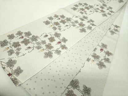 平和屋着物●インド・アッサム 野蚕糸 手織 ムガシルク 黄金ムガ蚕 両面 六通柄袋帯 唐織 葡萄蔦の葉文 金糸 正絹 逸品 DAAZ0082ps