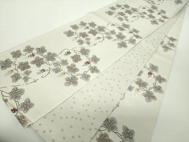 平和屋着物●インド・アッサム 野蚕糸 手織 ムガシルク 黄金ムガ蚕 両面 六通柄袋帯 唐織 葡萄蔦の葉文 金糸 正絹 逸品 DAAZ0082ps
