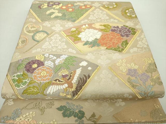 平和屋着物●六通柄袋帯 唐織錦 地紙花鳥文 金糸 正絹 逸品 未使用 DAAZ0099ps