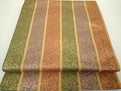 平和屋着物●全通柄　本袋帯　草花間道　金糸　正絹　逸品　DAAZ0100ps