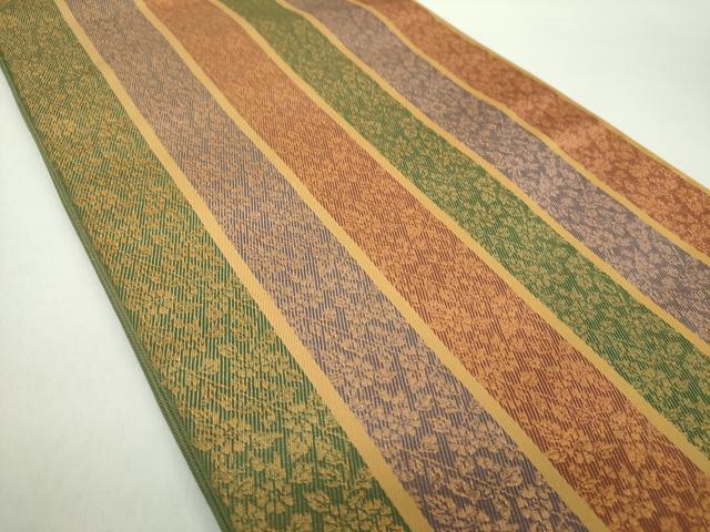 平和屋着物●全通柄　本袋帯　草花間道　金糸　正絹　逸品　DAAZ0100ps