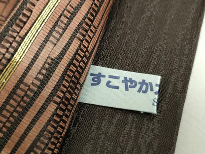平和屋着物●六通柄袋帯　紙布　間道　正絹　逸品　DAAZ0111ps