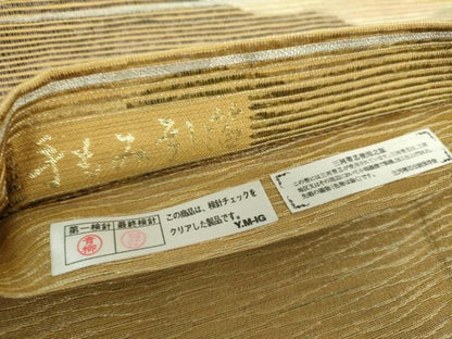 平和屋着物●六通柄袋帯　紙布　手もみ引箔　遠山風景　金糸　正絹　逸品　DAAZ0118ps