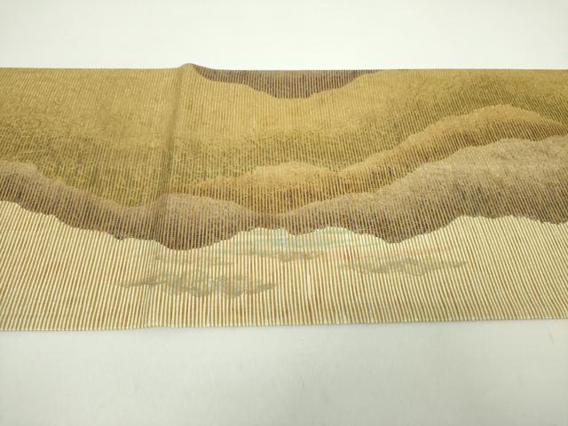 平和屋着物●六通柄袋帯　紙布　手もみ引箔　遠山風景　金糸　正絹　逸品　DAAZ0118ps