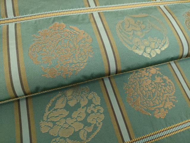 平和屋着物●両面　六通柄袋帯　花卉龍石畳文　金糸　正絹　逸品　DAAZ0121ps