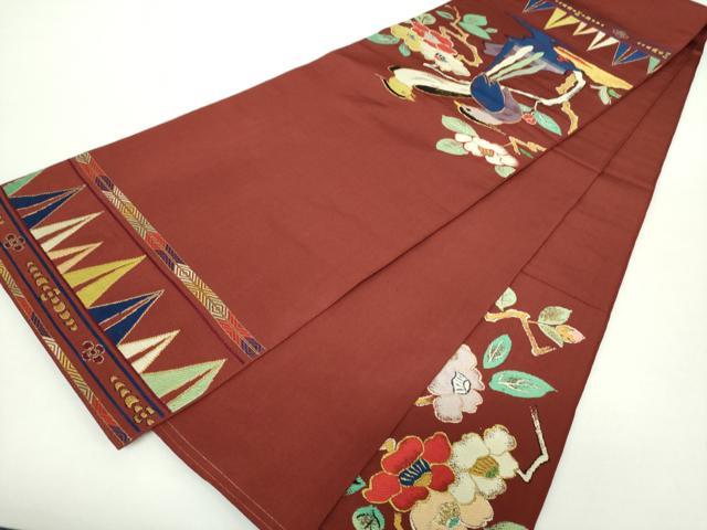 平和屋着物●六通柄　京本袋帯　花鳥文　金糸　正絹　逸品　DAAZ0134ps