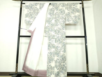 平和屋着物●本場大島紬 白大島 9マルキ 総絣 草花文 正絹 逸品 未使用 DAAZ0174ps