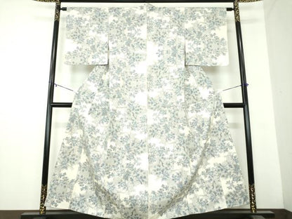 平和屋着物●本場大島紬 白大島 9マルキ 総絣 草花文 正絹 逸品 未使用 DAAZ0174ps