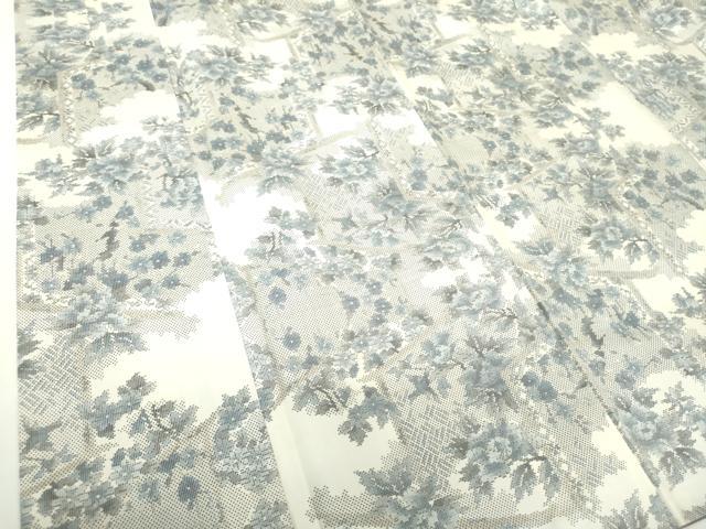 平和屋着物●本場大島紬 白大島 9マルキ 総絣 草花文 正絹 逸品 未使用 DAAZ0174ps