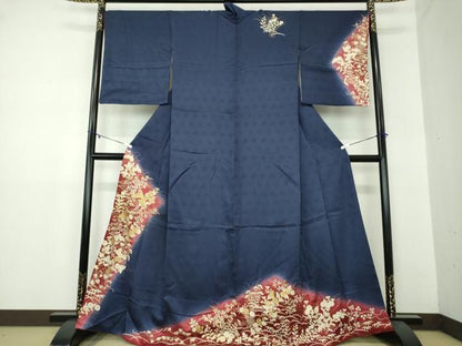 平和屋着物●訪問着　秋草文　暈し染め　金彩　正絹　逸品　DAAZ0182ps