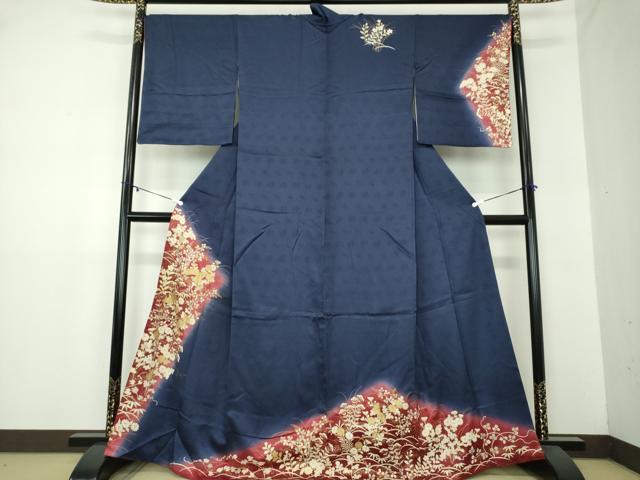 平和屋着物●訪問着　秋草文　暈し染め　金彩　正絹　逸品　DAAZ0182ps