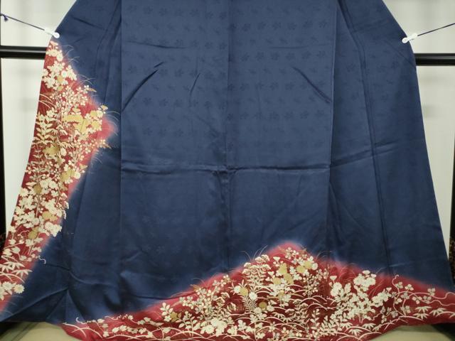 平和屋着物●訪問着　秋草文　暈し染め　金彩　正絹　逸品　DAAZ0182ps