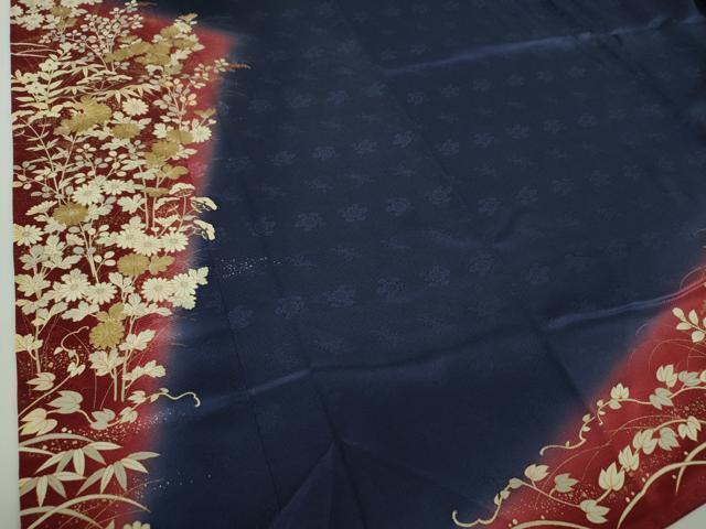 平和屋着物●訪問着　秋草文　暈し染め　金彩　正絹　逸品　DAAZ0182ps