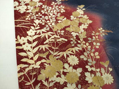 平和屋着物●訪問着　秋草文　暈し染め　金彩　正絹　逸品　DAAZ0182ps