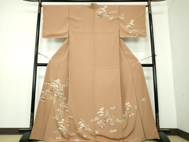 平和屋着物●訪問着　人物風景文　鶏　正絹　逸品　DAAZ0184ps