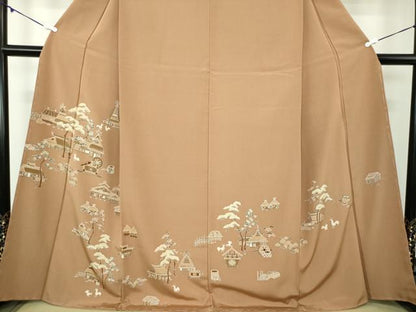 平和屋着物●訪問着　人物風景文　鶏　正絹　逸品　DAAZ0184ps