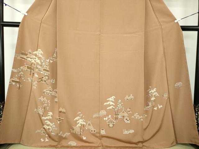平和屋着物●訪問着　人物風景文　鶏　正絹　逸品　DAAZ0184ps