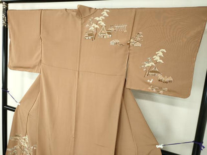 平和屋着物●訪問着　人物風景文　鶏　正絹　逸品　DAAZ0184ps