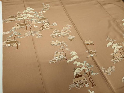 平和屋着物●訪問着　人物風景文　鶏　正絹　逸品　DAAZ0184ps