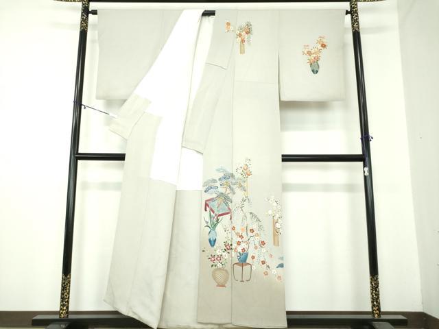 平和屋着物●訪問着　駒刺繍　飾花文　暈し染め　金彩　正絹　逸品　DAAZ0199ps