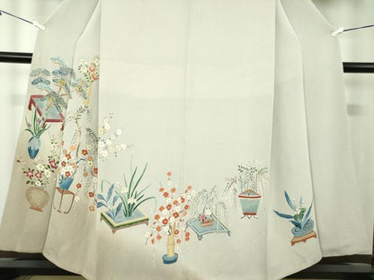 平和屋着物●訪問着　駒刺繍　飾花文　暈し染め　金彩　正絹　逸品　DAAZ0199ps