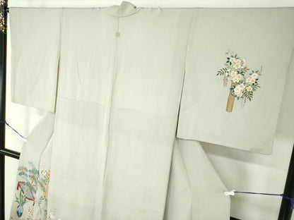 平和屋着物●訪問着　駒刺繍　飾花文　暈し染め　金彩　正絹　逸品　DAAZ0199ps