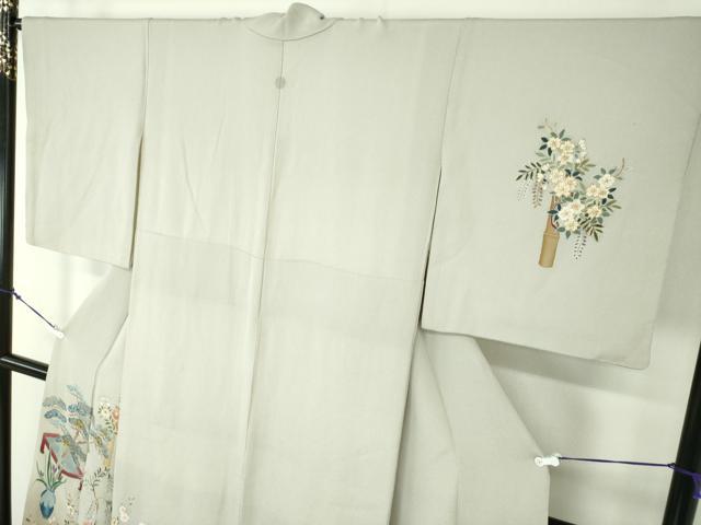 平和屋着物●訪問着　駒刺繍　飾花文　暈し染め　金彩　正絹　逸品　DAAZ0199ps