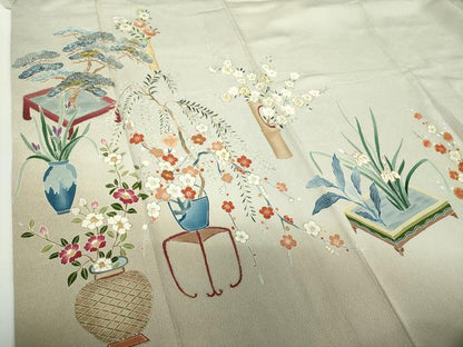 平和屋着物●訪問着　駒刺繍　飾花文　暈し染め　金彩　正絹　逸品　DAAZ0199ps