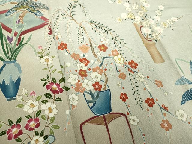 平和屋着物●訪問着　駒刺繍　飾花文　暈し染め　金彩　正絹　逸品　DAAZ0199ps