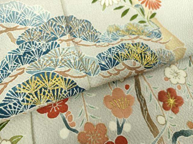 平和屋着物●訪問着　駒刺繍　飾花文　暈し染め　金彩　正絹　逸品　DAAZ0199ps