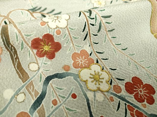 平和屋着物●訪問着　駒刺繍　飾花文　暈し染め　金彩　正絹　逸品　DAAZ0199ps