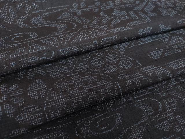 平和屋着物●結城紬　100亀甲　流水風景花文　正絹　逸品　DAAZ0201ps