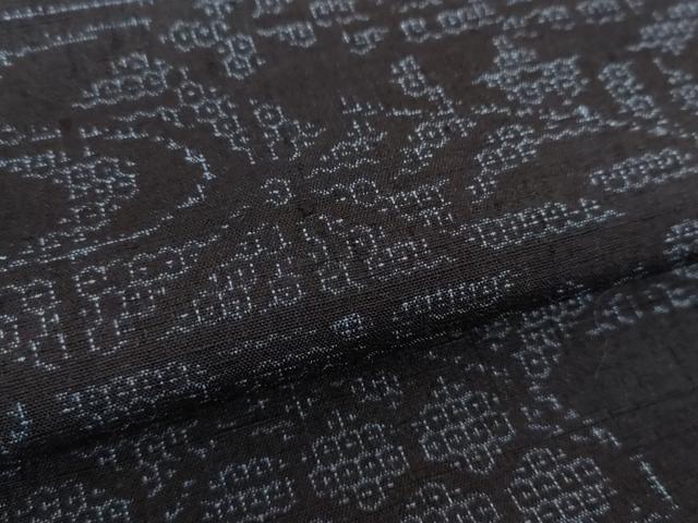 平和屋着物●結城紬　100亀甲　流水風景花文　正絹　逸品　DAAZ0201ps