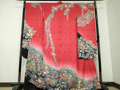 平和屋着物●豪華振袖 絞り 辻が花 暈し染め 金彩 正絹 逸品 DAAZ0202ps