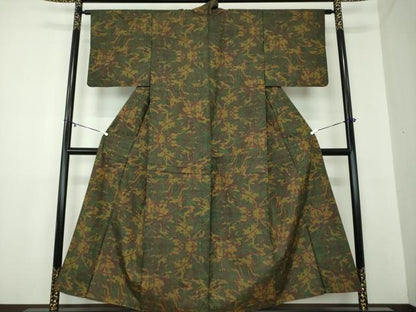 平和屋着物●本場大島紬　7マルキ　草花文　正絹　逸品　DAAZ0213ps