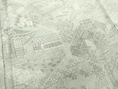 平和屋着物●上質な紬　風景花文　正絹　逸品　DAAZ0214ps
