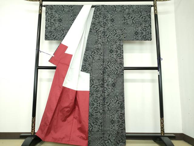 平和屋着物●本場大島紬　7マルキ　洋花文　正絹　逸品　DAAZ0216ps