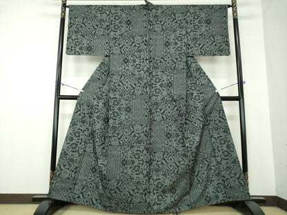 平和屋着物●本場大島紬　7マルキ　洋花文　正絹　逸品　DAAZ0216ps