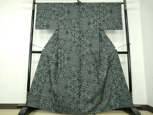 平和屋着物●本場大島紬　7マルキ　洋花文　正絹　逸品　DAAZ0216ps