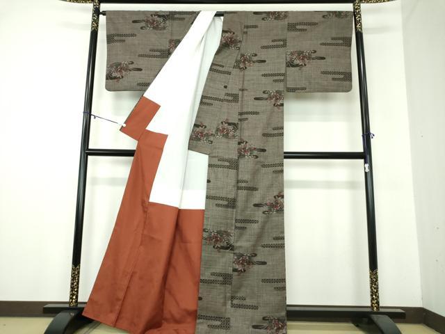 平和屋着物●本場大島紬 7マルキ 霞花文 正絹 逸品 DAAZ0218ps