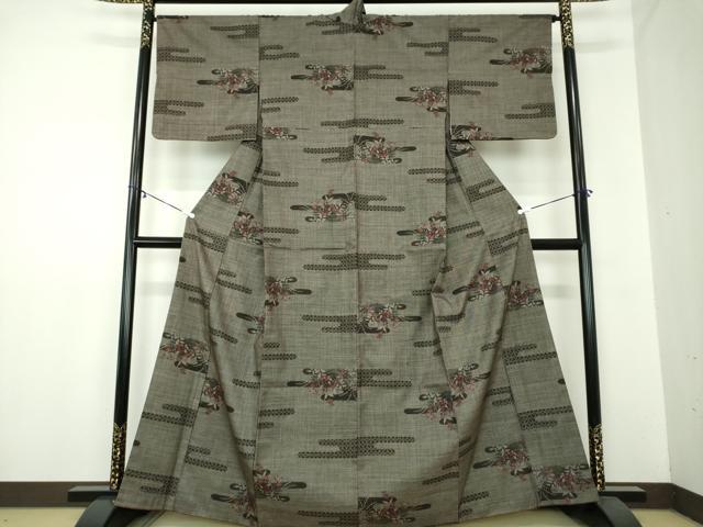 平和屋着物●本場大島紬 7マルキ 霞花文 正絹 逸品 DAAZ0218ps