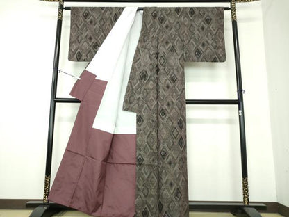 平和屋着物●本場大島紬 7マルキ 菱文 正絹 逸品 DAAZ0221ps