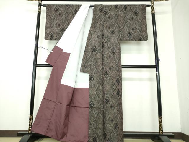 平和屋着物●本場大島紬 7マルキ 菱文 正絹 逸品 DAAZ0221ps